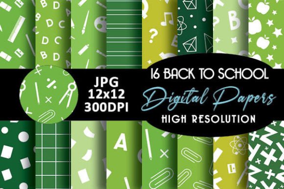 Download Green Back to School Digital Papers - Green Collection