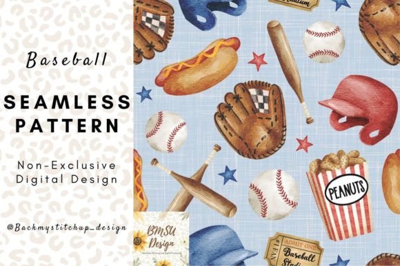 Download Baseball Blue and Red Seamless Pattern - Blue Collection