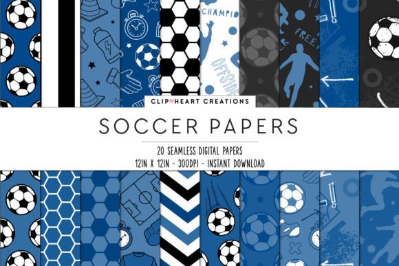 Download Blue Soccer Seamless Digital Papers - Blue Collection