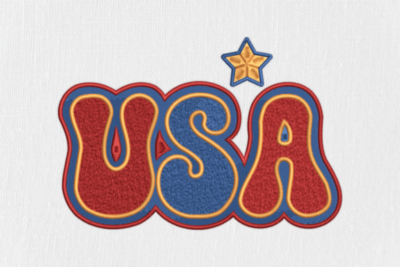 Download USA with Blue and Red Border Embroidery - Blue Collection