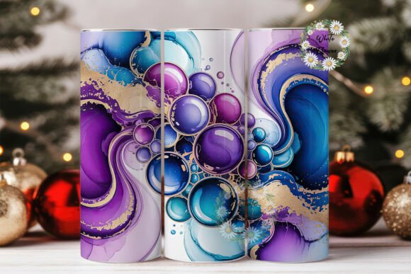 Download Purple Blue Gold Abstract Tumbler Wrap - Blue Collection