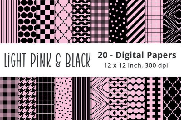 Download Light Pink and Black Scrapbook Papers - Premium Bundle