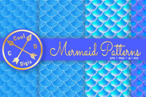 Download Mermaid Scales Blue Seamless Patterns - Blue Collection