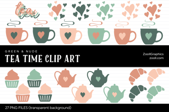 Download Tea Time Green &amp; Nude Clip Art - Green Collection