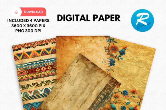 Download Watercolor Ethnic Digital Paper Patterns - Ethnic digital paper Collection