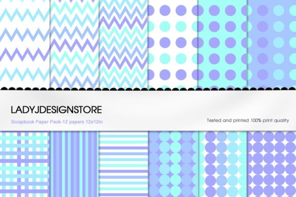 Download Scrapbook Paper Pack Purple Blue Dots - Blue Collection