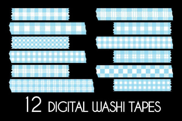 Download Pastel Blue and White Plaid Washi Tapes - Blue Collection