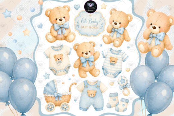Download Blue Teddy Bear Baby Clipart - Blue Collection