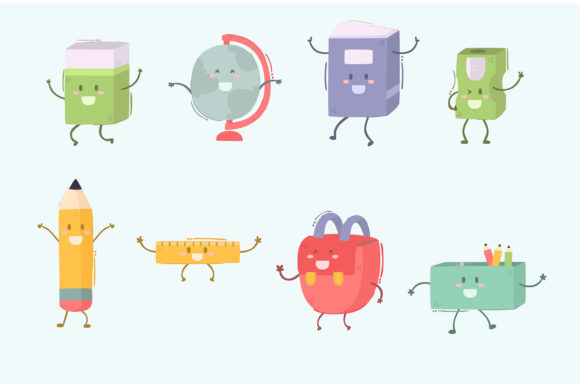 Download School Supply Items Characters Cartoon - School supply Collection