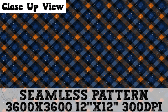 Download Grunge Blue &amp; Orange Plaid Pattern - Blue Collection