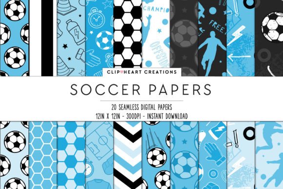Download Blue Soccer Seamless Digital Papers - Blue Collection