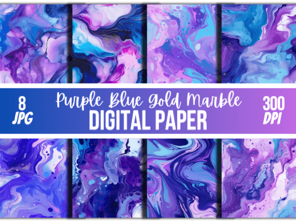 Download Purple Blue Gold Marble Paper Background - Blue Collection
