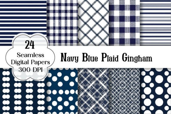 Download Navy Blue Plaid Gingham Digital Paper - Blue Collection