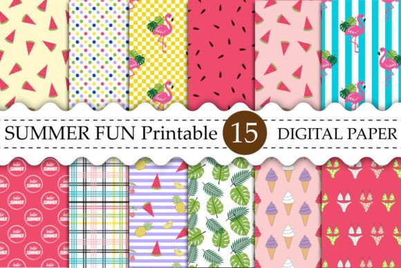 Download SUMMER FUN Printable Digital Paper - Printable digital paper Collection
