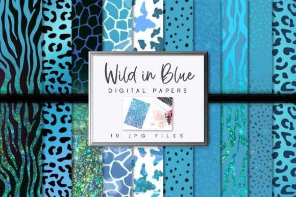 Download Blue Animal Print Digital Papers - Blue Collection
