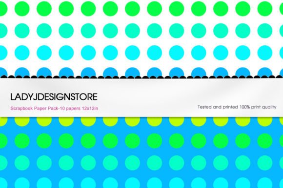 Download Scrapbook Paper Pack Green Blue Neon Dot - Blue Collection