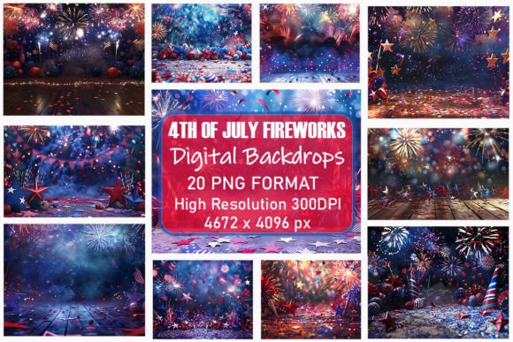 Download 4th of July Fireworks Digital Backdrop - 4th of july Collection