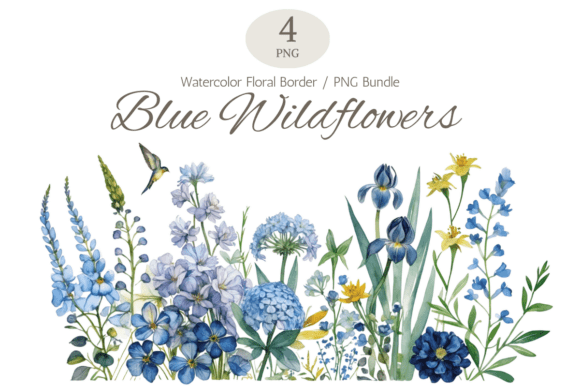 Download Blue Wildflower Horizontal Border Bundle - Horizontal Collection