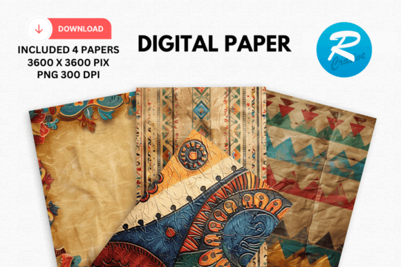 Download Watercolor Ethnic Digital Paper Patterns - Ethnic digital paper Collection