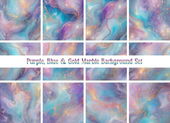 Download Purple Blue &amp; Gold Marble Background Set - Blue Collection
